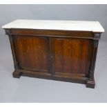 William IV rosewood and marble topped library cabinet,