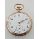 A Brevet pocket watch, the white enamel dial set out in Arabic numerals with subsidiary second dial,