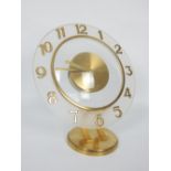 Bayard French Art Deco eight day clock, frosted border, brass numbers, approx. 20cm dia.
