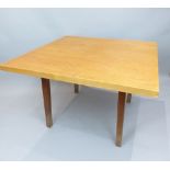 20th century oak dining table, the square top on tapered square legs,