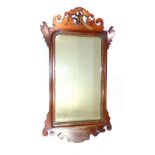 George III style mahogany fretwork wall mirror,