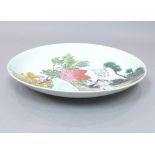 Chinese porcelain charger decorated with heron, blossom and verse,