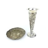 Late Victorian Art Nouveau silver stem vase, William Comyn London 1900,