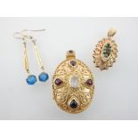 Late 19th century pendant set with white sapphire and turquoise,