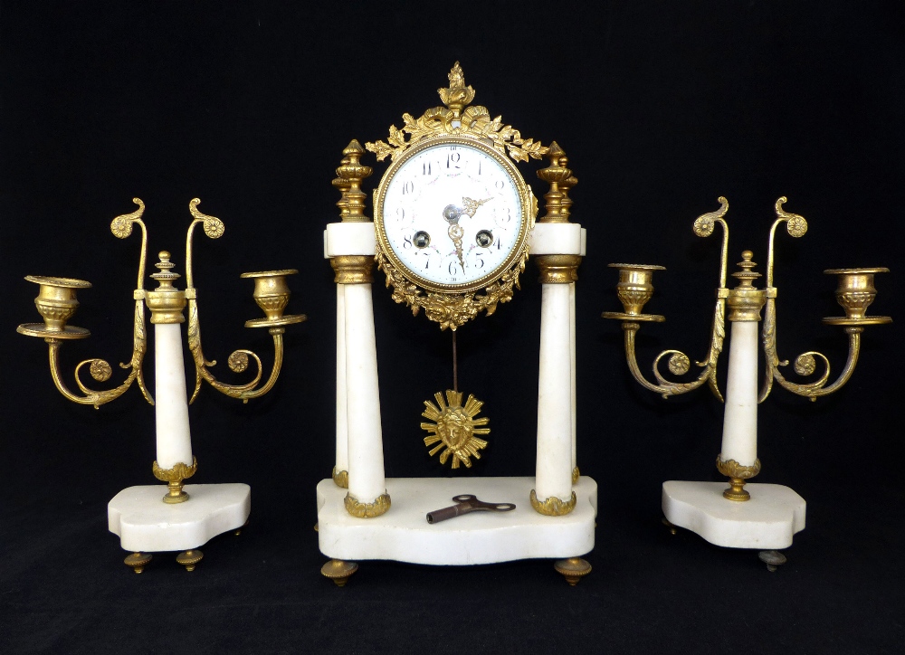 19th century white marble garniture,