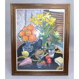 20th century English School, Still Life of Oranges and Daffodils, pastel, 80 x 59cm From the