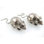 Pair of silver mice, 8cm L max.