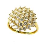 14ct yellow gold white stone cluster dress ring