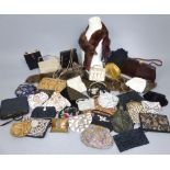 Collection of approximately 30 ladies handbags, clutch bags and purses circa 1950 and later,