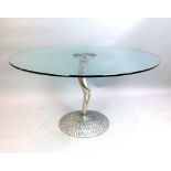 Bernard Dequet Chantaco B. design for Protis, France, glass circular table with aluminium '