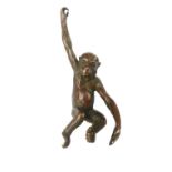 Patinated bronze monkey/chimpanzee, 20cm L approx 12cm.