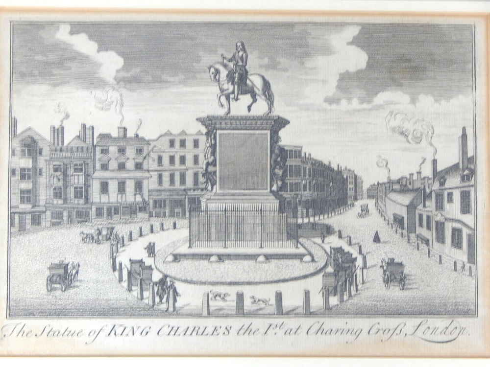 Four 18th century engravings of London, including Statue of King Charles 1st at Charing Cross, Tower - Image 3 of 6