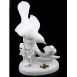 Crown Staffordshire blanc de chine group, birds on a branch, 19cm h