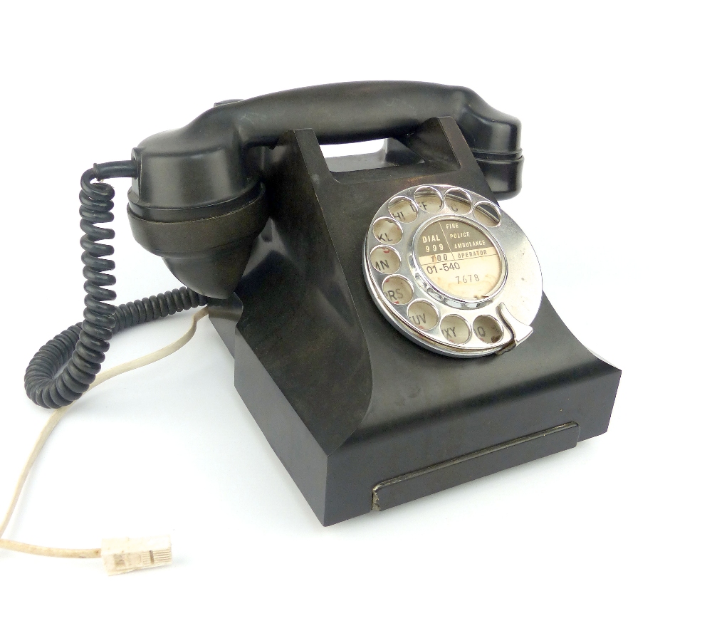 G.P.O black bakelite 332L desk phone, re wired.