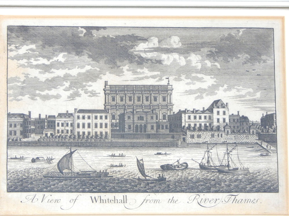 Four 18th century engravings of London, including Statue of King Charles 1st at Charing Cross, Tower - Image 5 of 6