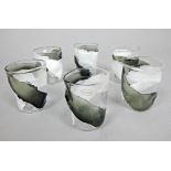 Murano drinking glasses by Vetreria Badioli, dimpled sides and decorated with splashes of white