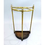 Early 20th century tubular brass five division bowfront stick stand.