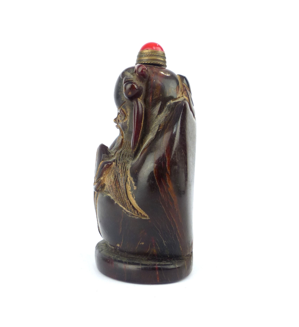 Oriental horn carved snuff bottle, in the form of a sage, 7.6cm h. - Image 2 of 4