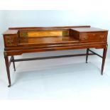 19th century mahogany desk converted from a John Broadwood square piano, fitted with two drawers