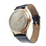 A vintage automatic Bulova ladies' wrist watch, with gold plated case, stainless steel back, grey