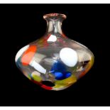 Fornance Murano glass vase, decorated with circular splashes of coloured glass, 17cm h