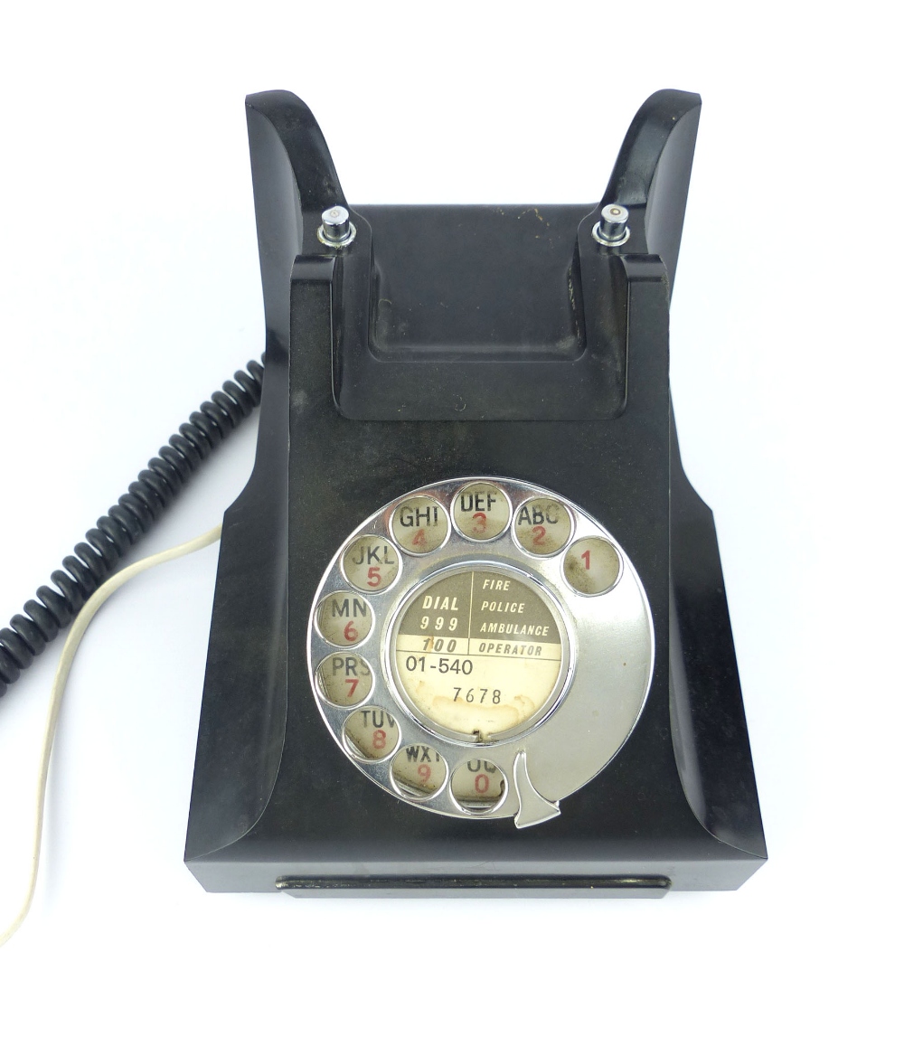 G.P.O black bakelite 332L desk phone, re wired. - Bild 4 aus 5