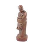 Chinese soapstone figurine of Lohan, 16cm h