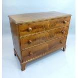 Victorian mahogany three drawer chest on bracket feet, 112 cm W