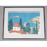 Paul Hogarth, R.A., British (1917-2001), 'Skiathos', Greek island landscape, limited edition