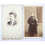 Two cartes de visite, Edgar Allan Poe, author, and Henry Lacey, journalist, approx. 10cm h.