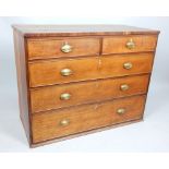 Early 19th century oak chest of drawers, with an arrangement of two short and three long graduated