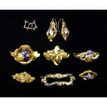 Gilt and enamel brooches and earrings, early 20th C. (7)