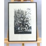 Lee Ki Jung, Korean School, b. 1958, 'Children going fishing', etching, limited edition 4/10, signed