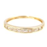 14ct yellow gold, white stone half eternity ring.