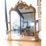 Victorian giltwood and gesso overmantel mirror,