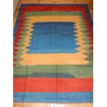 Richard Moret kelim rug, polychrome decorated with geometric design,