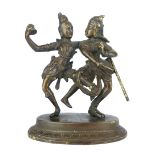 South East Asian bronze figurines depicting two dancing deities, 17cm h.