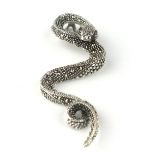 Silver and marcasite serpent necklace pendant.