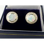 Pair of silver cubic zirconia and opalite ear studs