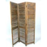 Stained wood louvre three fold dressing screen