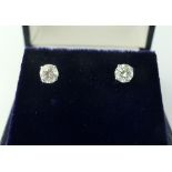 Pair of 18 ct white gold diamond ear studs total weight approx 0.9 ct