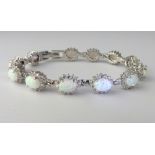 Silver cubic zirconia and opalite bracelet