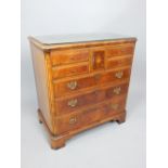 Inlaid walnut television cabinet modelled as a George II chest the hinged dummy drawer front over