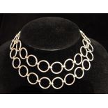 Silver chain with circular links and bar clasp 100 cm L