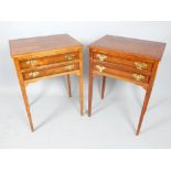 Pair of reproduction yew two drawer side tables 53 cm W