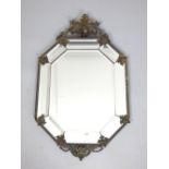 Venetian style gilt metal framed octagonal marginal plate wall mirror, 88 cm H