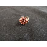 9ct yellow gold garnet cluster dress ring