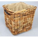 Wicker log basket, approx. 60 x 60cm.