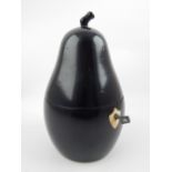 Georgian style ebonised tea caddy, modelled in the form of a pear,