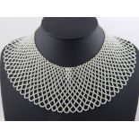 Bead collar, expanding lattice decoration, 12.5cm gap at neck.